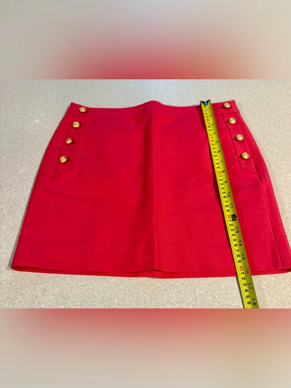 J.Crew Red Cotton Spandex Sailor Skirt Gold Buttons Preppy Nautical Size 4